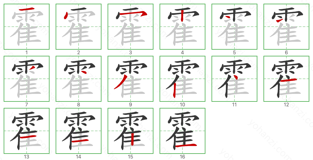 霍 Stroke Order Diagrams