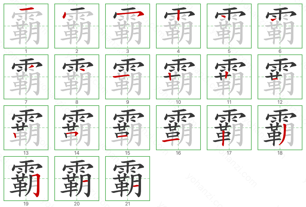 霸 Stroke Order Diagrams