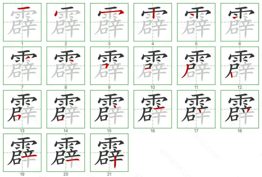 霹 Stroke Order Diagrams