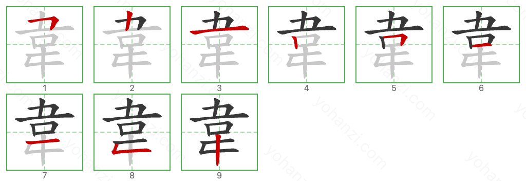 韋 Stroke Order Diagrams