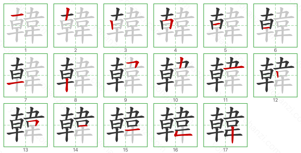 韓 Stroke Order Diagrams