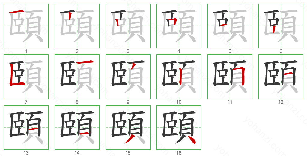 頤 Stroke Order Diagrams