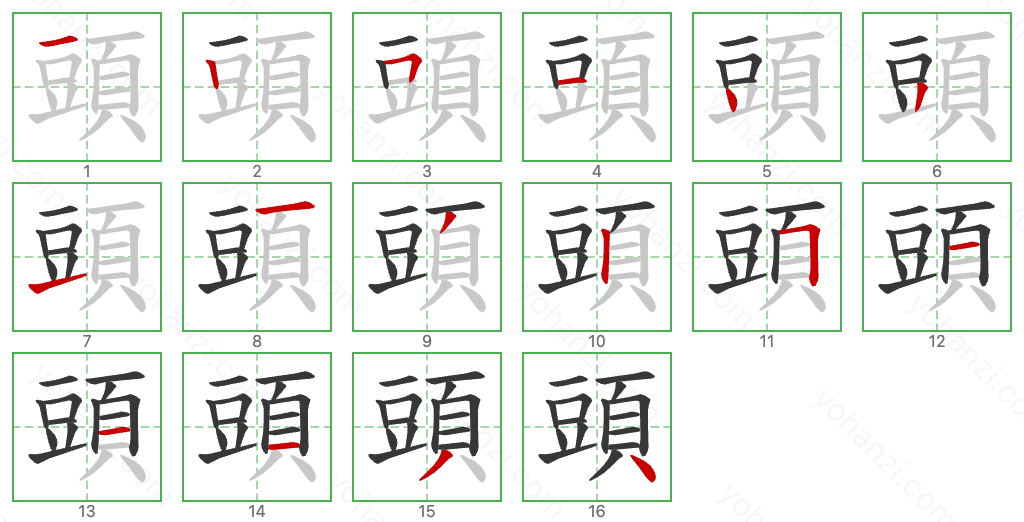 頭 Stroke Order Diagrams