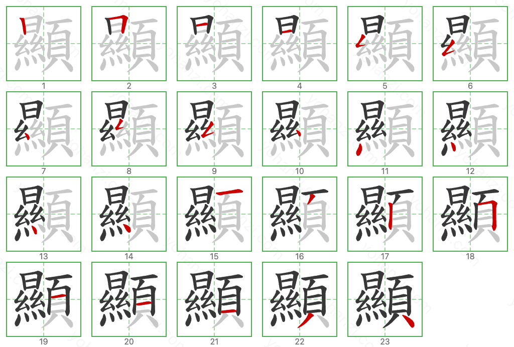 顯 Stroke Order Diagrams