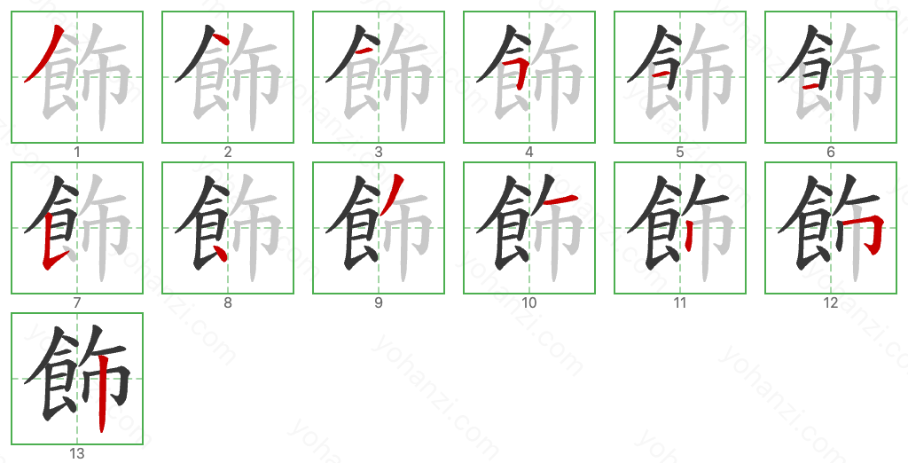 飾 Stroke Order Diagrams