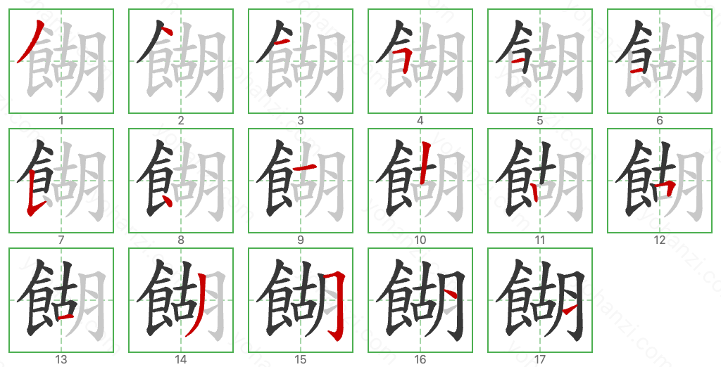 餬 Stroke Order Diagrams