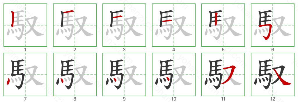 馭 Stroke Order Diagrams