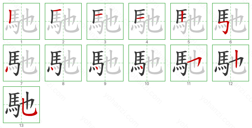 馳 Stroke Order Diagrams