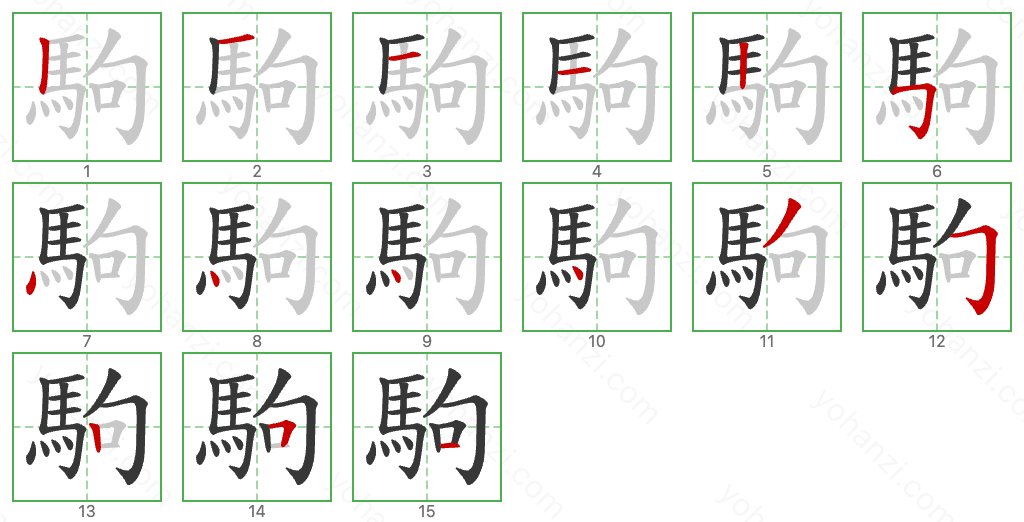 駒 Stroke Order Diagrams