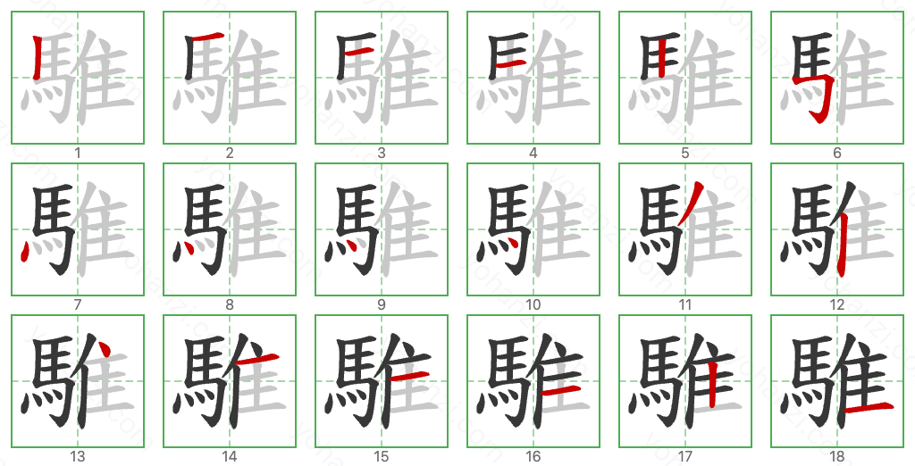 騅 Stroke Order Diagrams