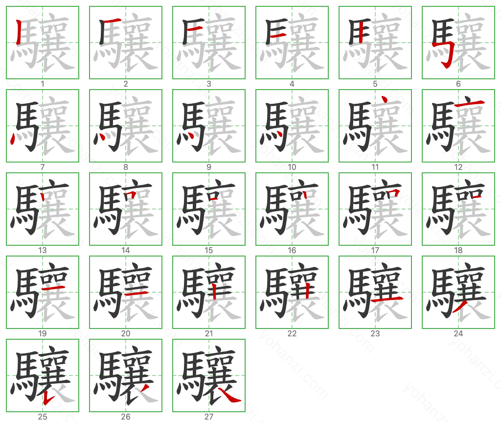 驤 Stroke Order Diagrams