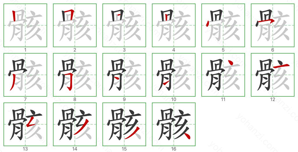 骸 Stroke Order Diagrams