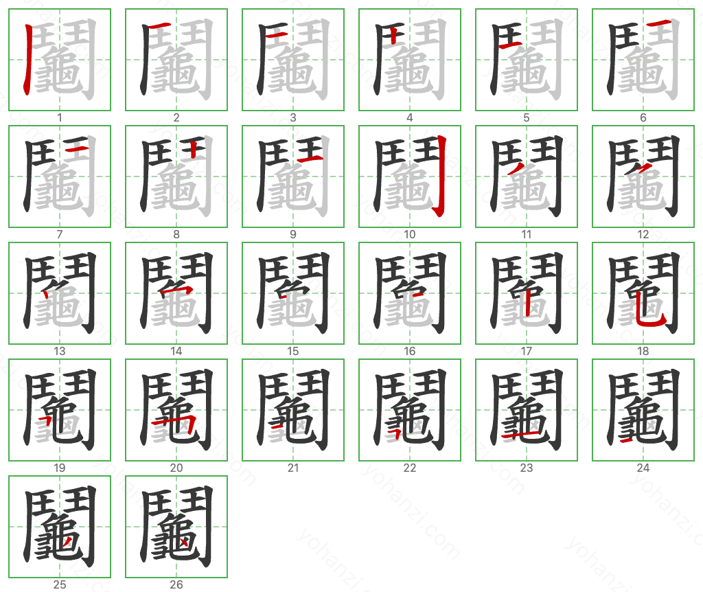 鬮 Stroke Order Diagrams