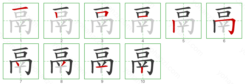 鬲 Stroke Order Diagrams