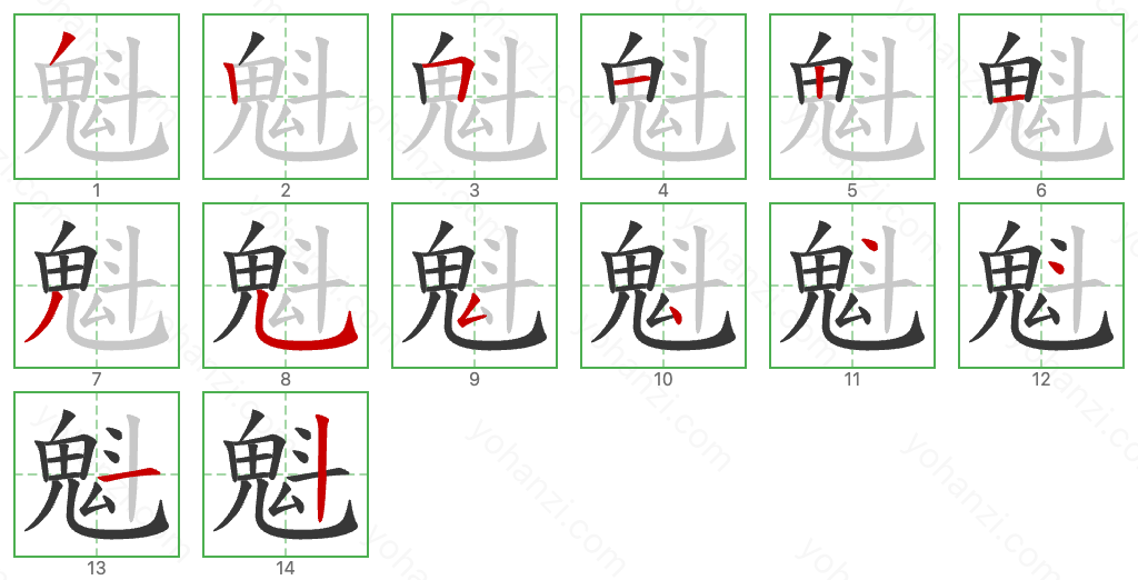 魁 Stroke Order Diagrams