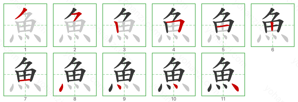 魚 Stroke Order Diagrams