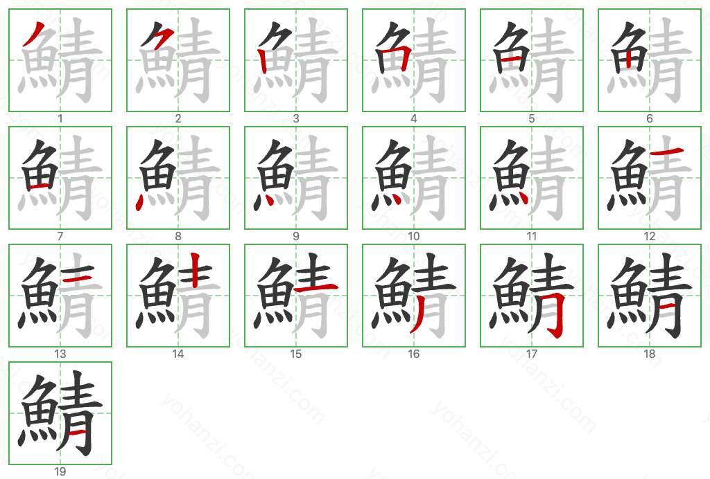 鯖 Stroke Order Diagrams