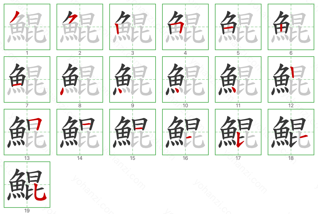 鯤 Stroke Order Diagrams