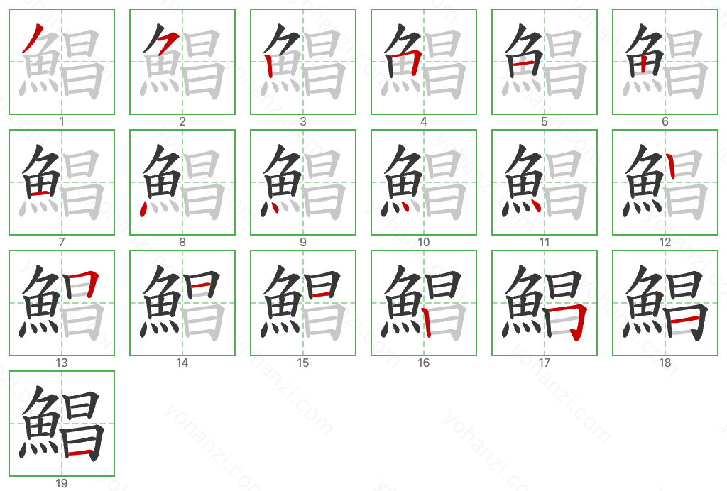 鯧 Stroke Order Diagrams