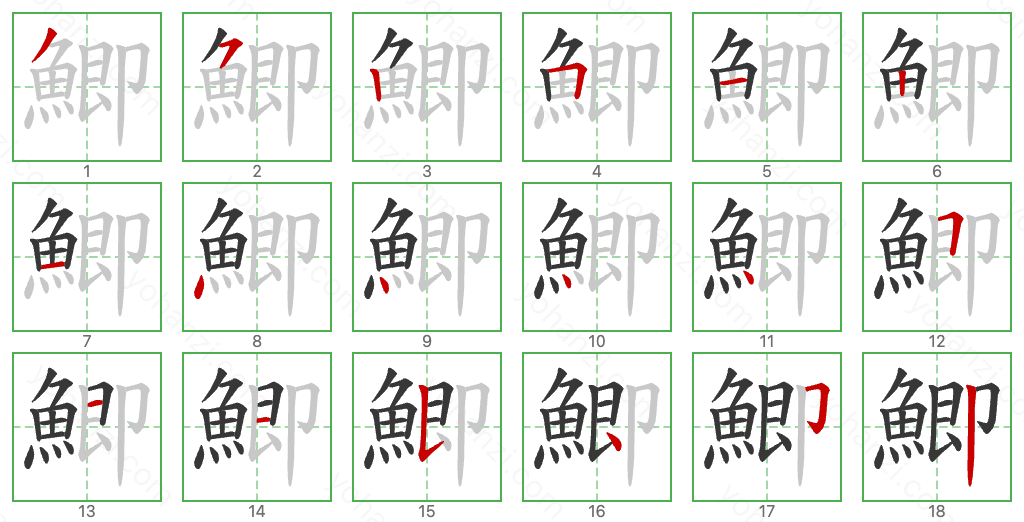 鯽 Stroke Order Diagrams