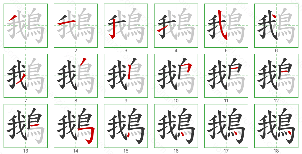 鵝 Stroke Order Diagrams