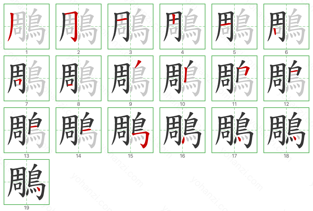 鵰 Stroke Order Diagrams