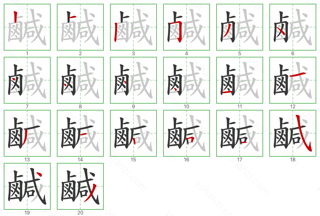 鹹 Stroke Order Diagrams