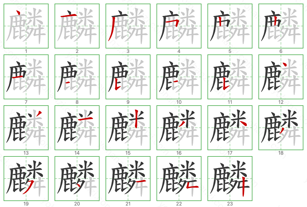 麟 Stroke Order Diagrams