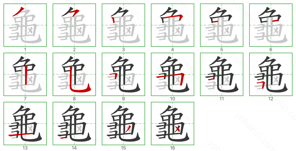 龜 Stroke Order Diagrams